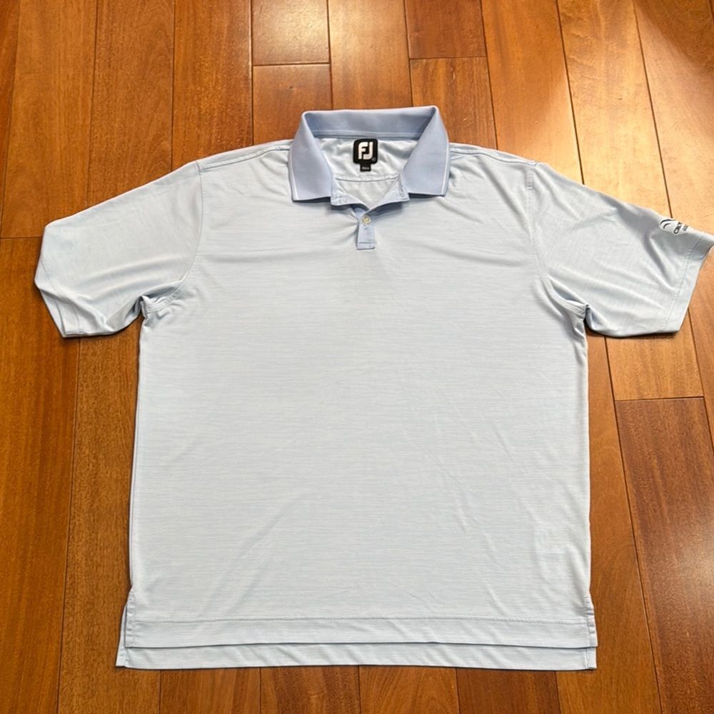 FootJoy‎ Sky Blue Men's Performance Polo Crow River Golf Club Shirt Size XL